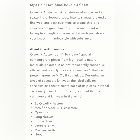 Orwell + Austen- Leopard Print long Cardigan with Rainbow Trim - Picture 10 of 10